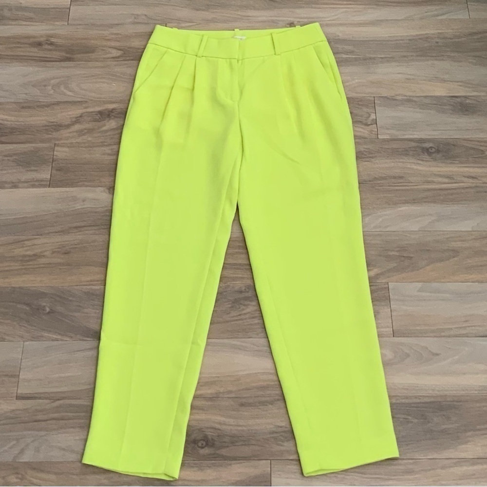 J Crew Spring Chartreuse Neon Green Pants - Picture 3 of 8